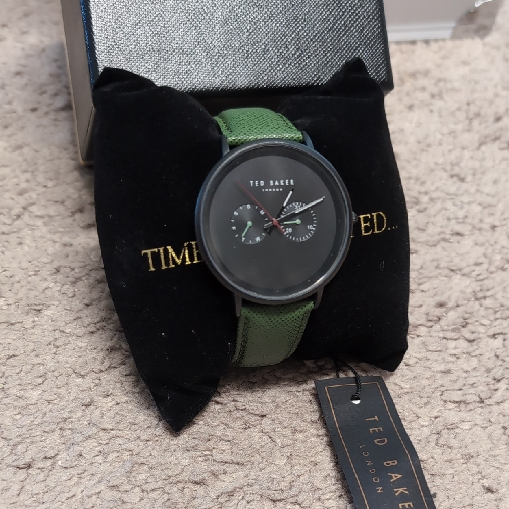 Ted Baker Black Dial Green Strap Watch